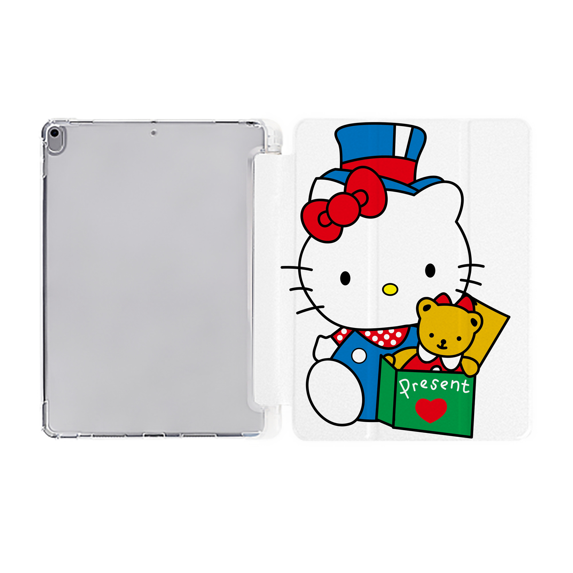 （画像用） Hello Kitty ハローキティ IPad ケース ペン収納付き 三つ折りスタンド PUレザー×シリコン 対応機種9.5/10.5/10.9インチ